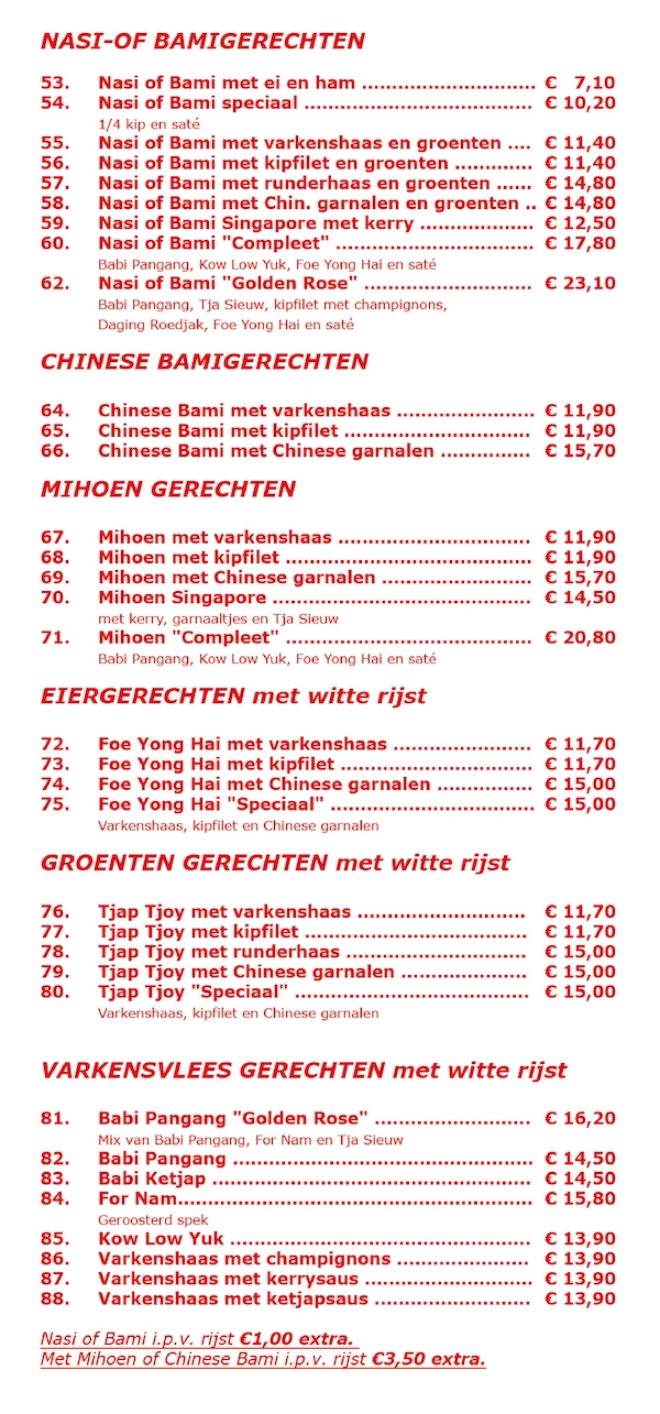 Menukaart Goldenrose Berghem